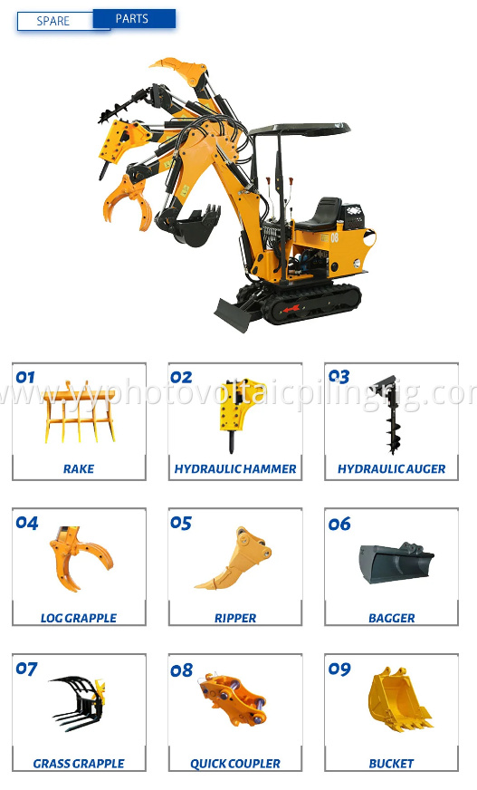 0 8ton Mini Digging Machine Spare Parts Details Png